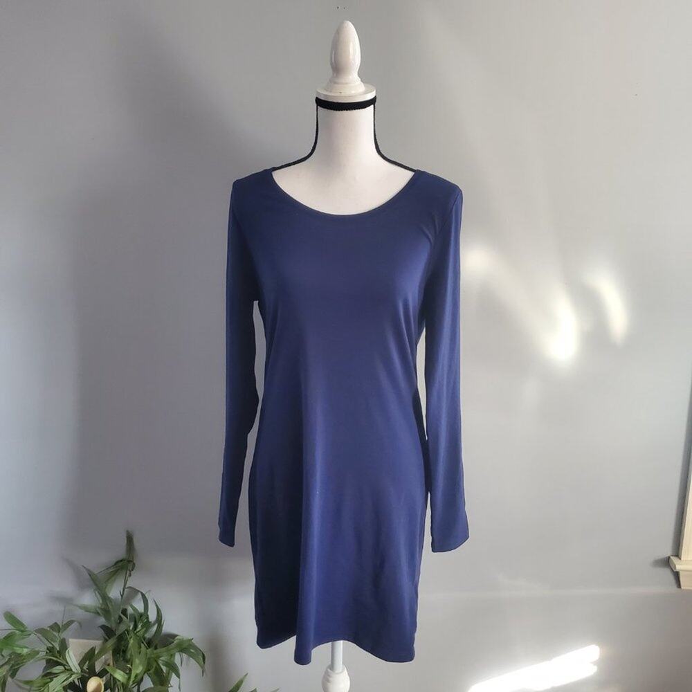 H&M Divided Long Sleeve Navy Blue Tee Shirt Dress L